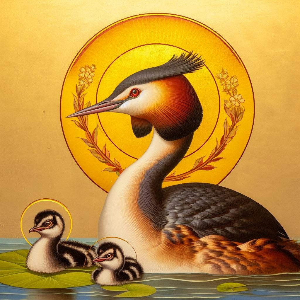 Grebes on church mural