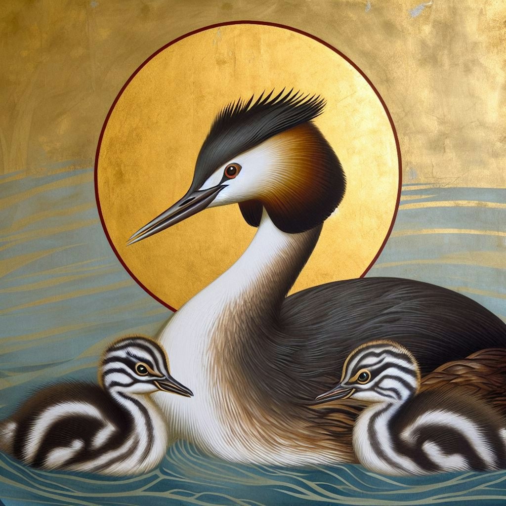 Grebes on church mural