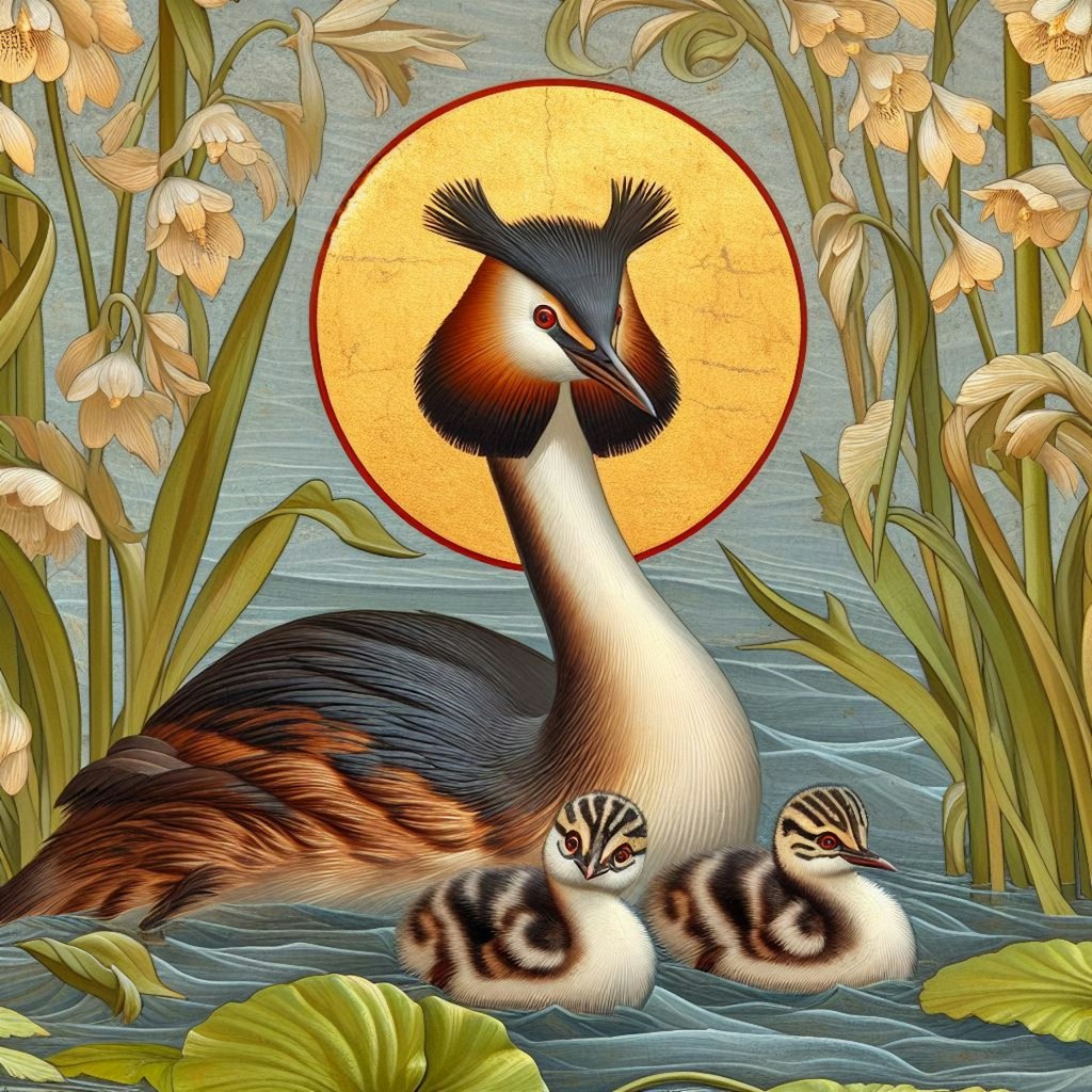 Grebes on church mural