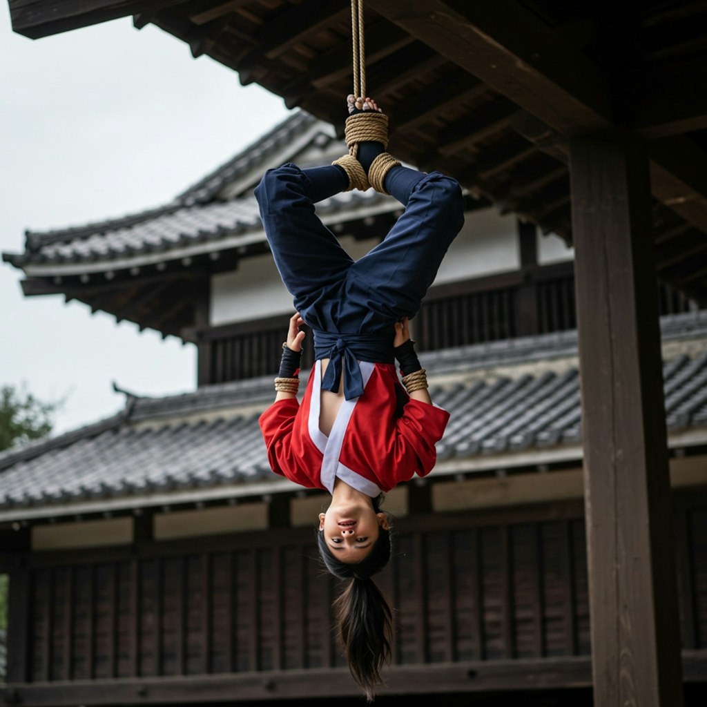 捕まった女忍者