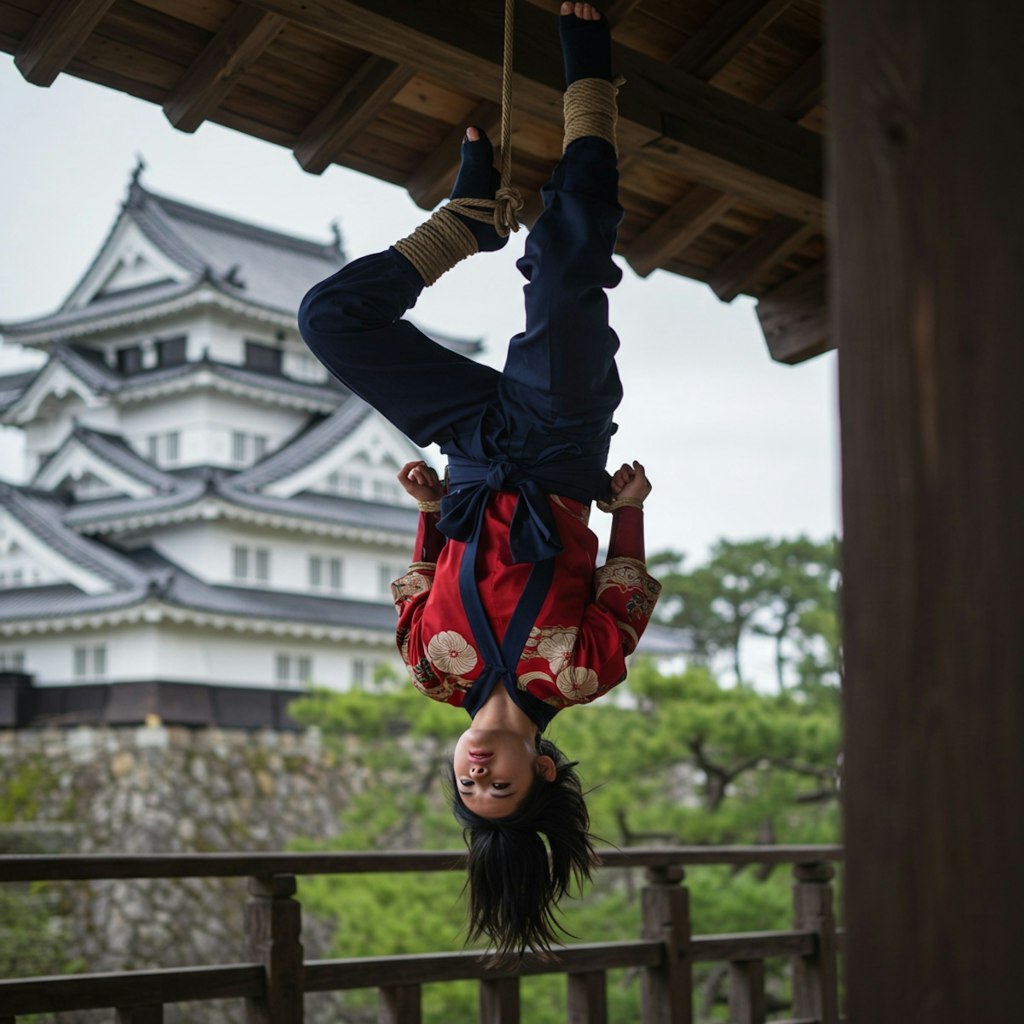 捕まった女忍者