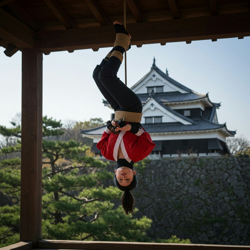 捕まった女忍者