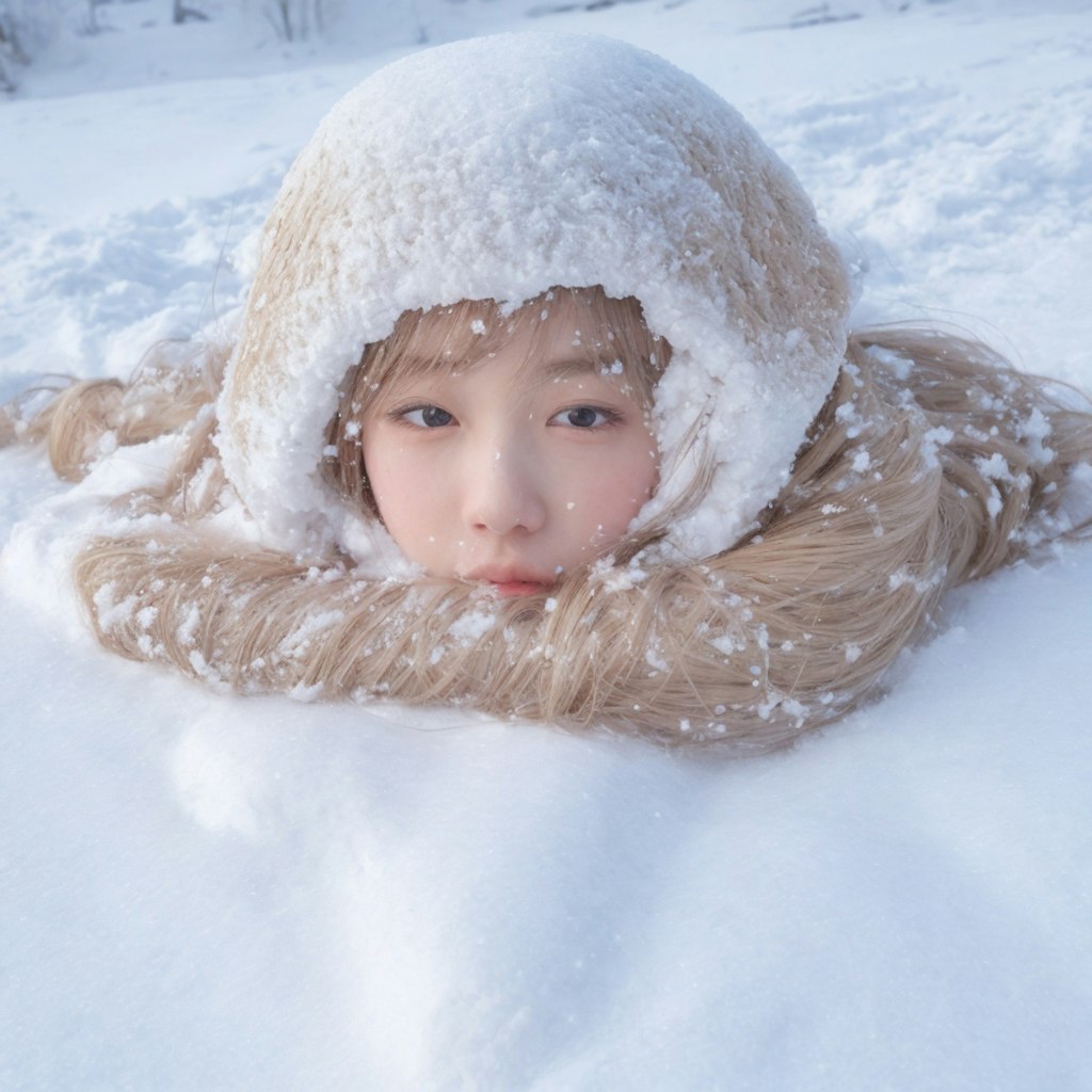 雪に埋もれるいいGirl