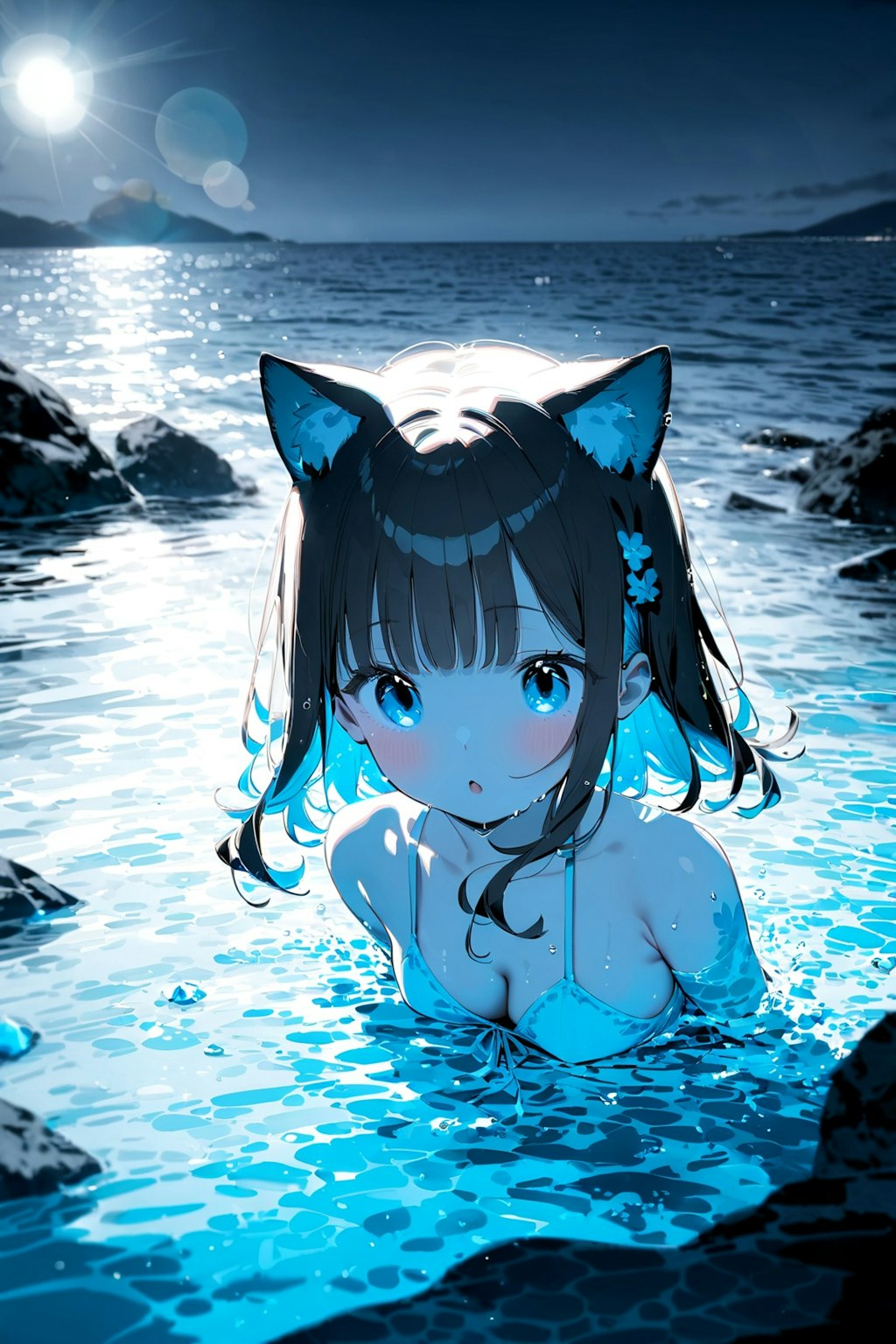 月夜の海