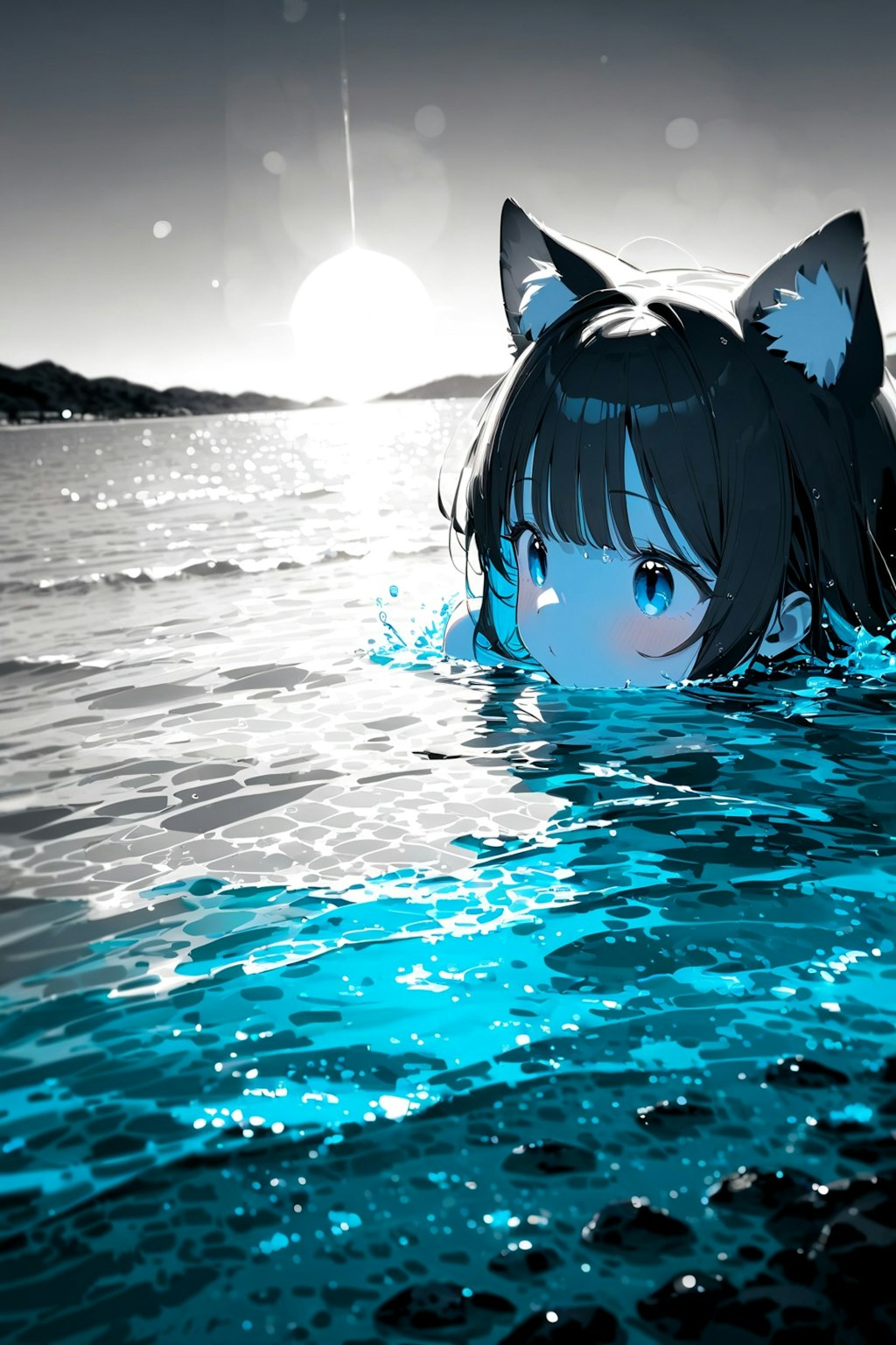 月夜の海