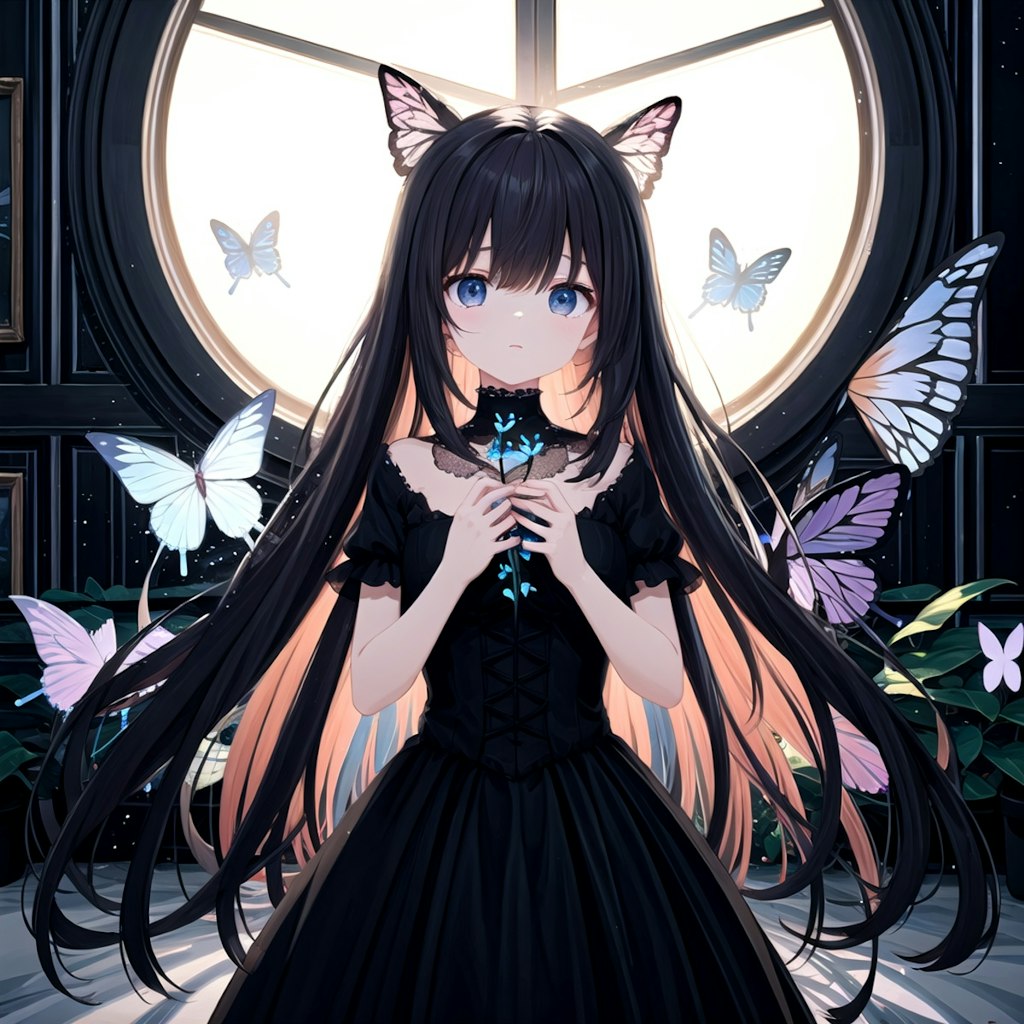 蝶と黒髪の少女