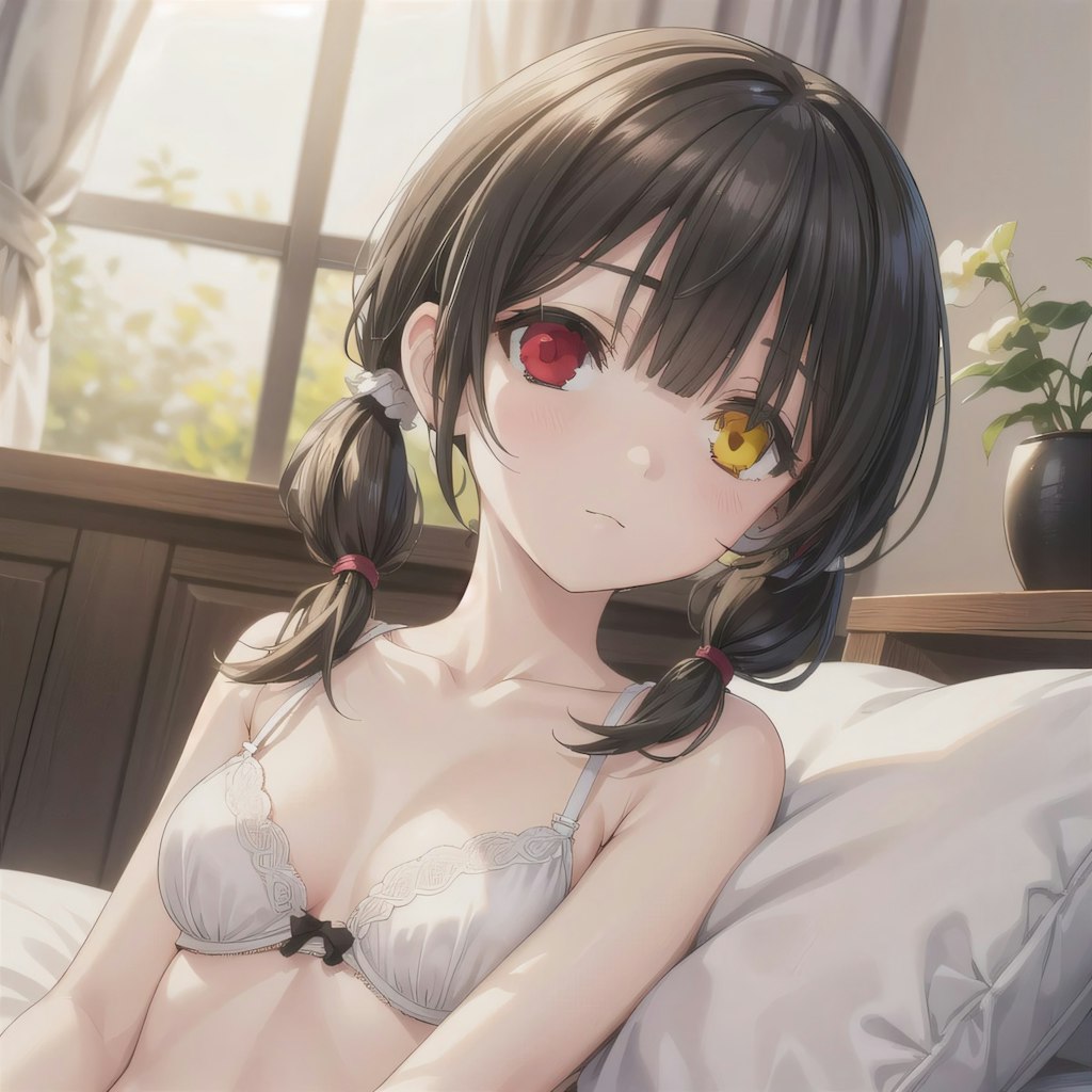 黒髪ツインテで下着の少女７