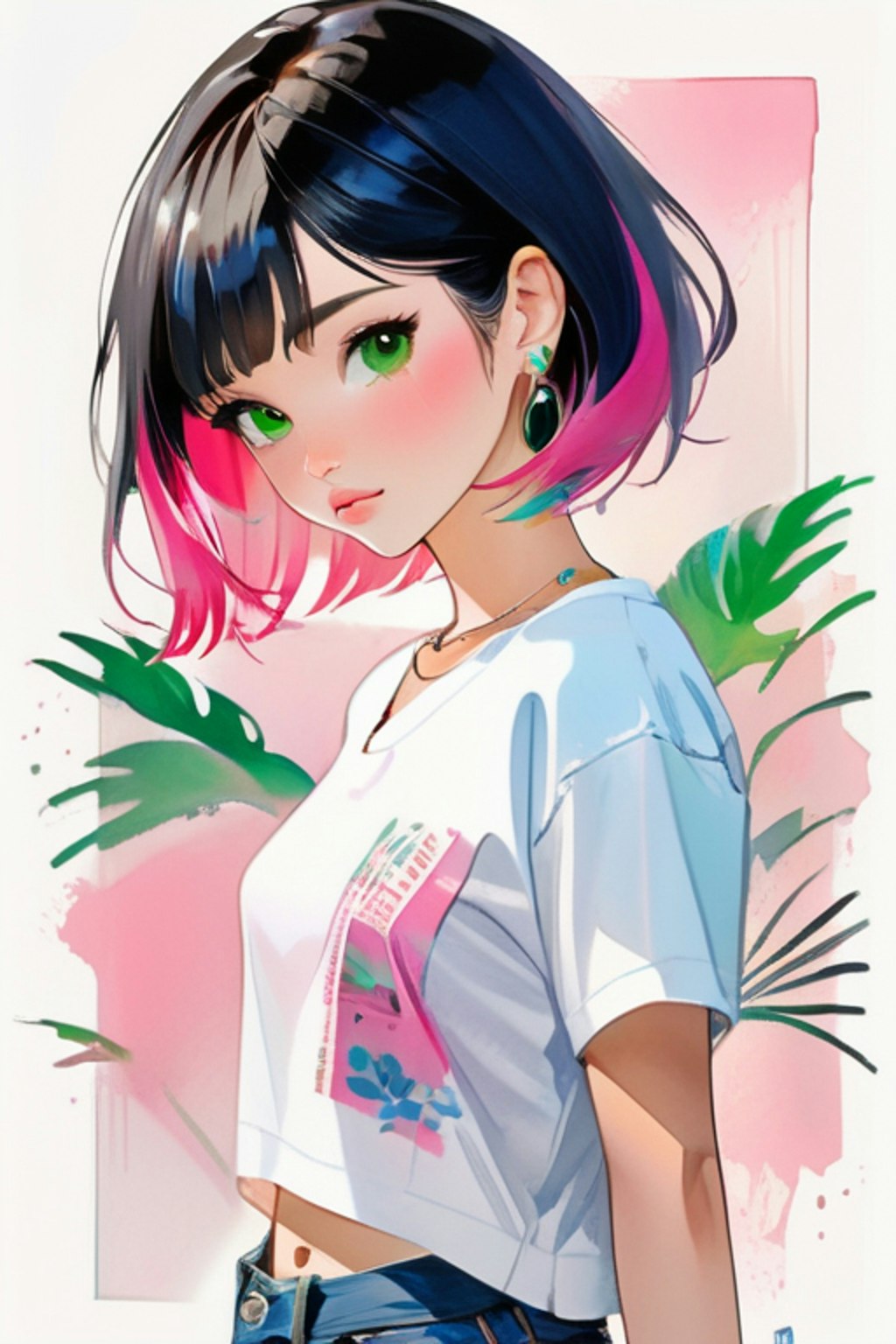 Tシャツ着た女性