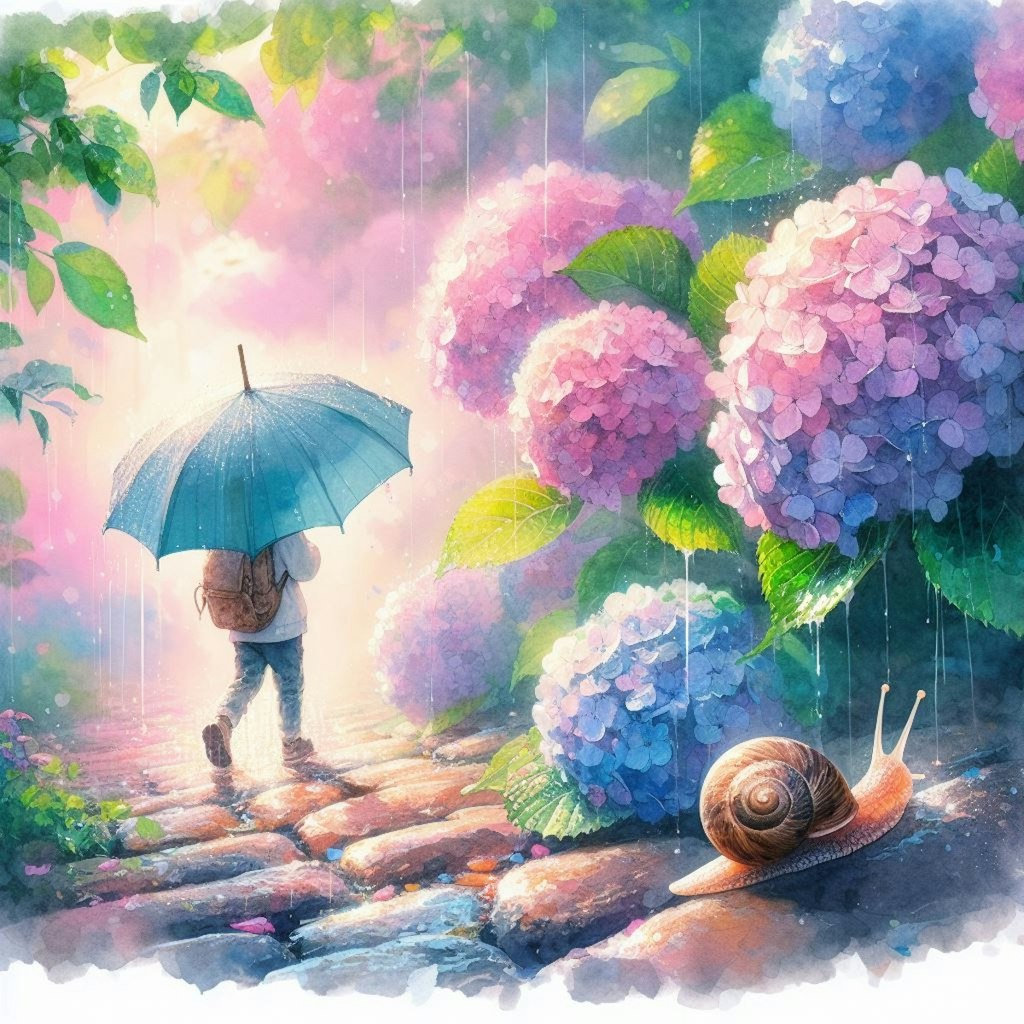 紫陽花の雨