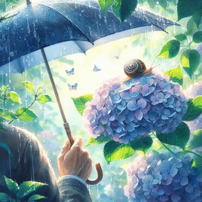 紫陽花の雨