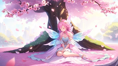 桜の木と居眠り少女妖精