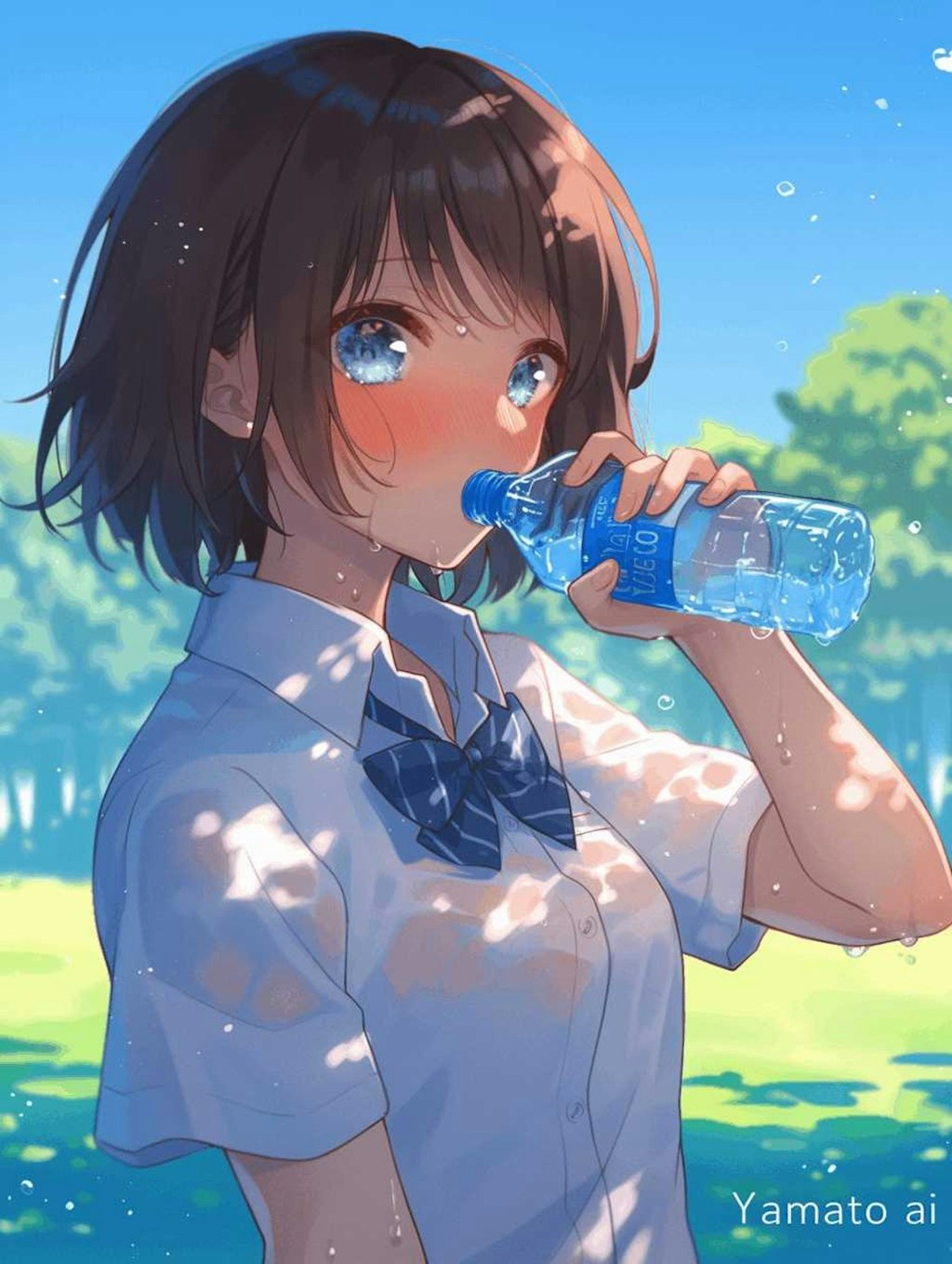 暑くて汗だく💦お水美味しい～💕