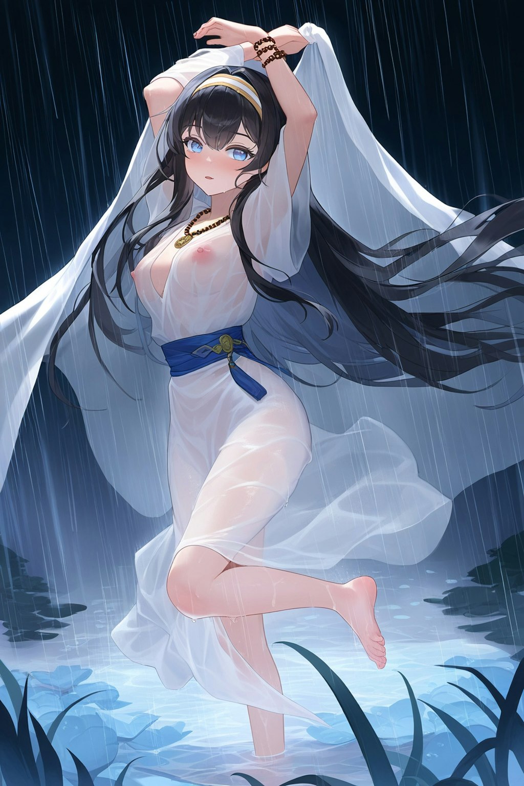 雨の中祈りをささげる水の巫女さん5