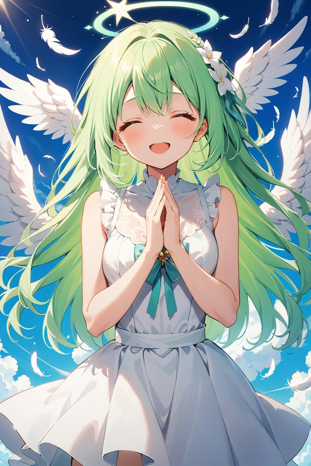 笑顔で祈る天使