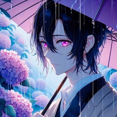 傘と黒髪短髪少年と、紫陽花＊(7枚)