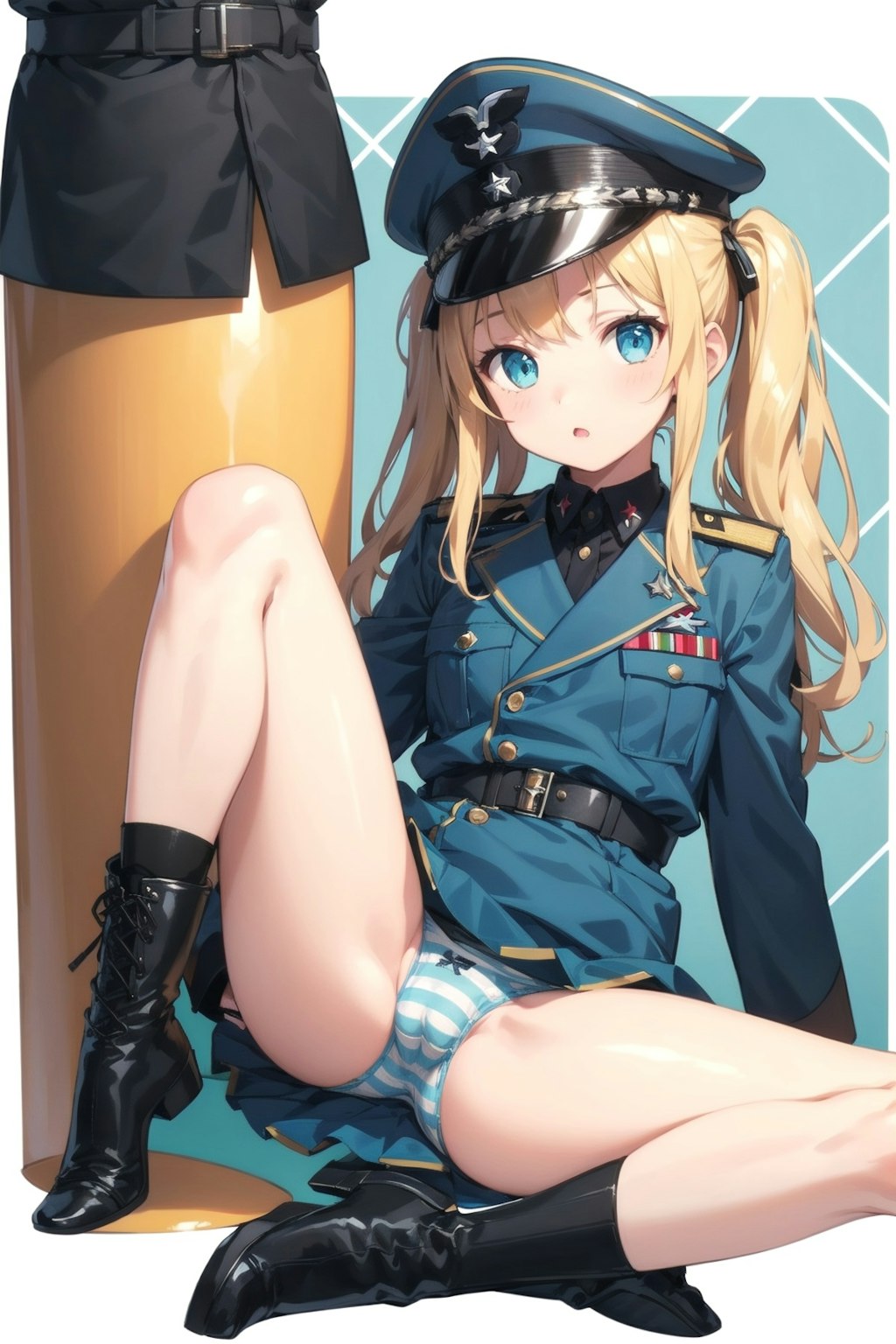 金髪縞パン軍服少女