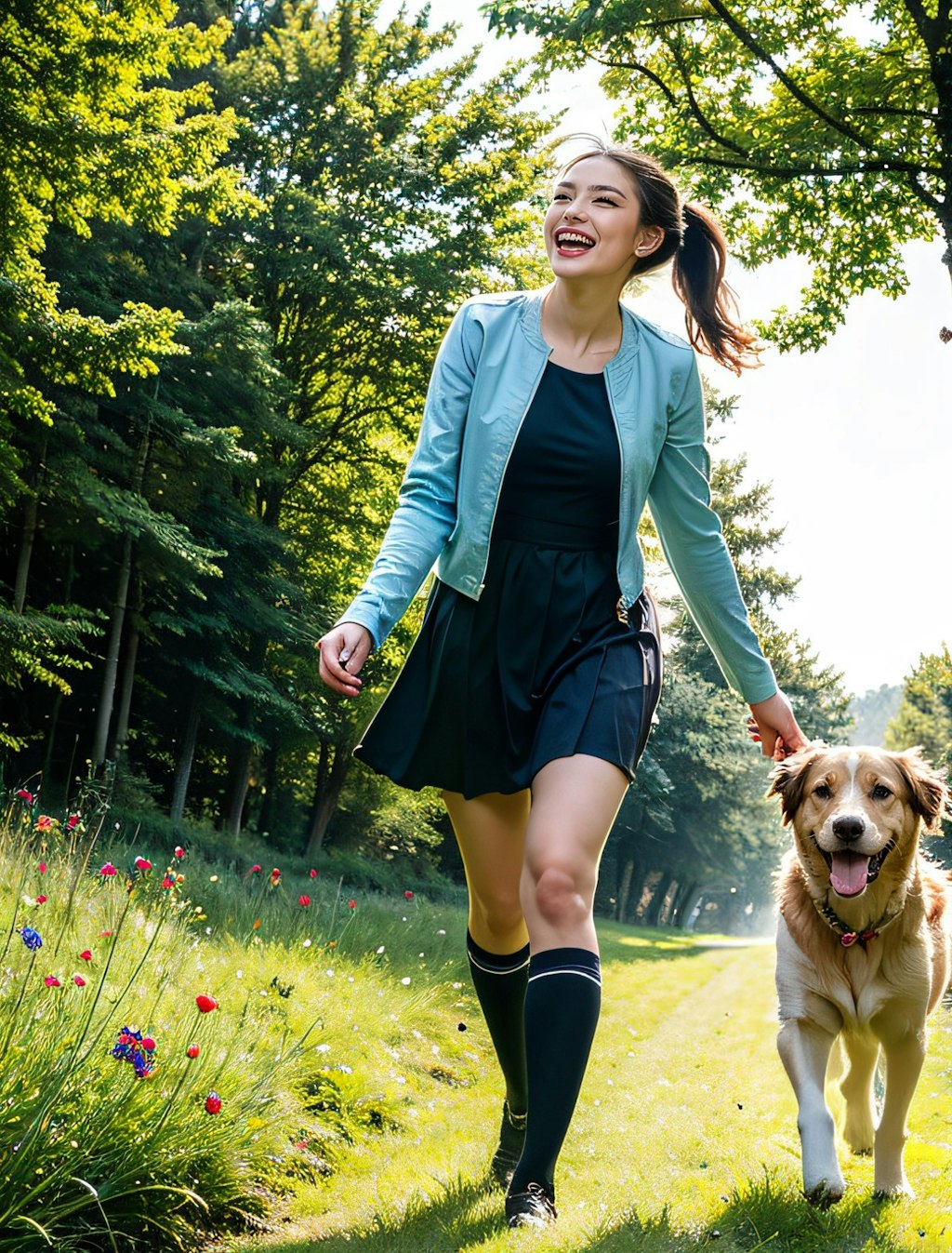 愛犬と遊ぶ