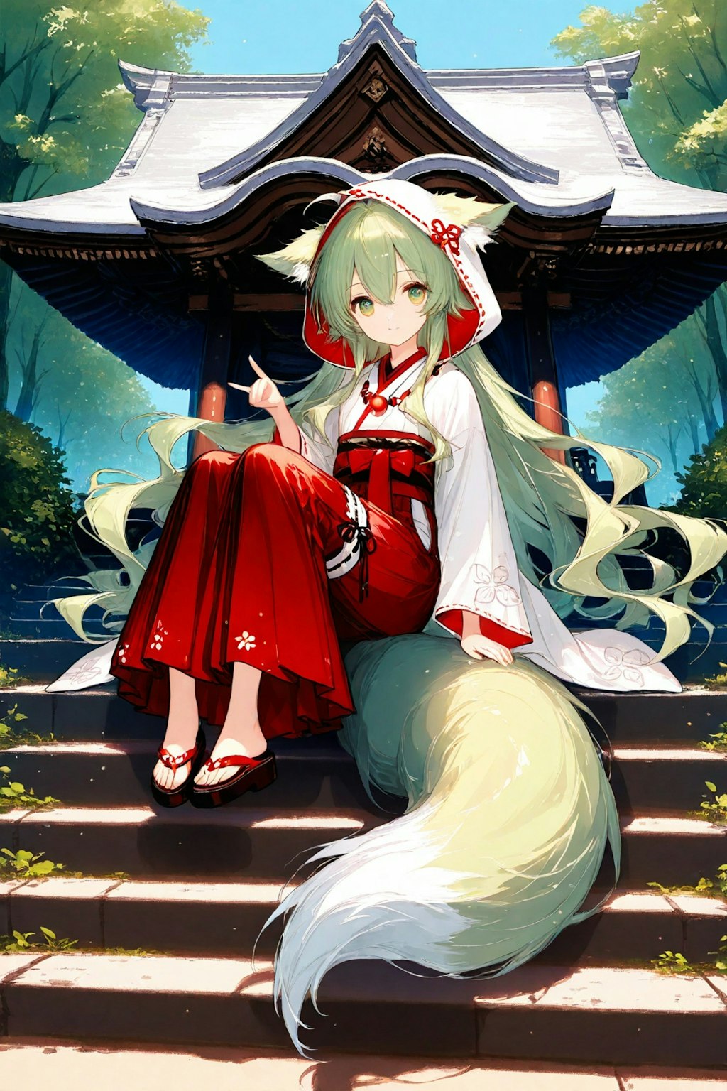 神社に現れる狐っ娘巫女