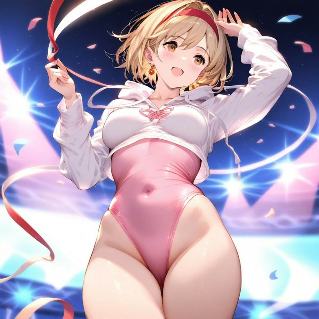 金髪ショート新体操美少女のジータちゃんと千束ちゃん