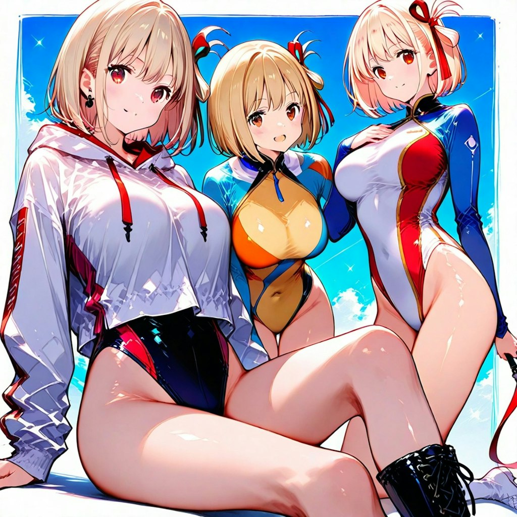 金髪ショート新体操美少女のジータちゃんと千束ちゃん