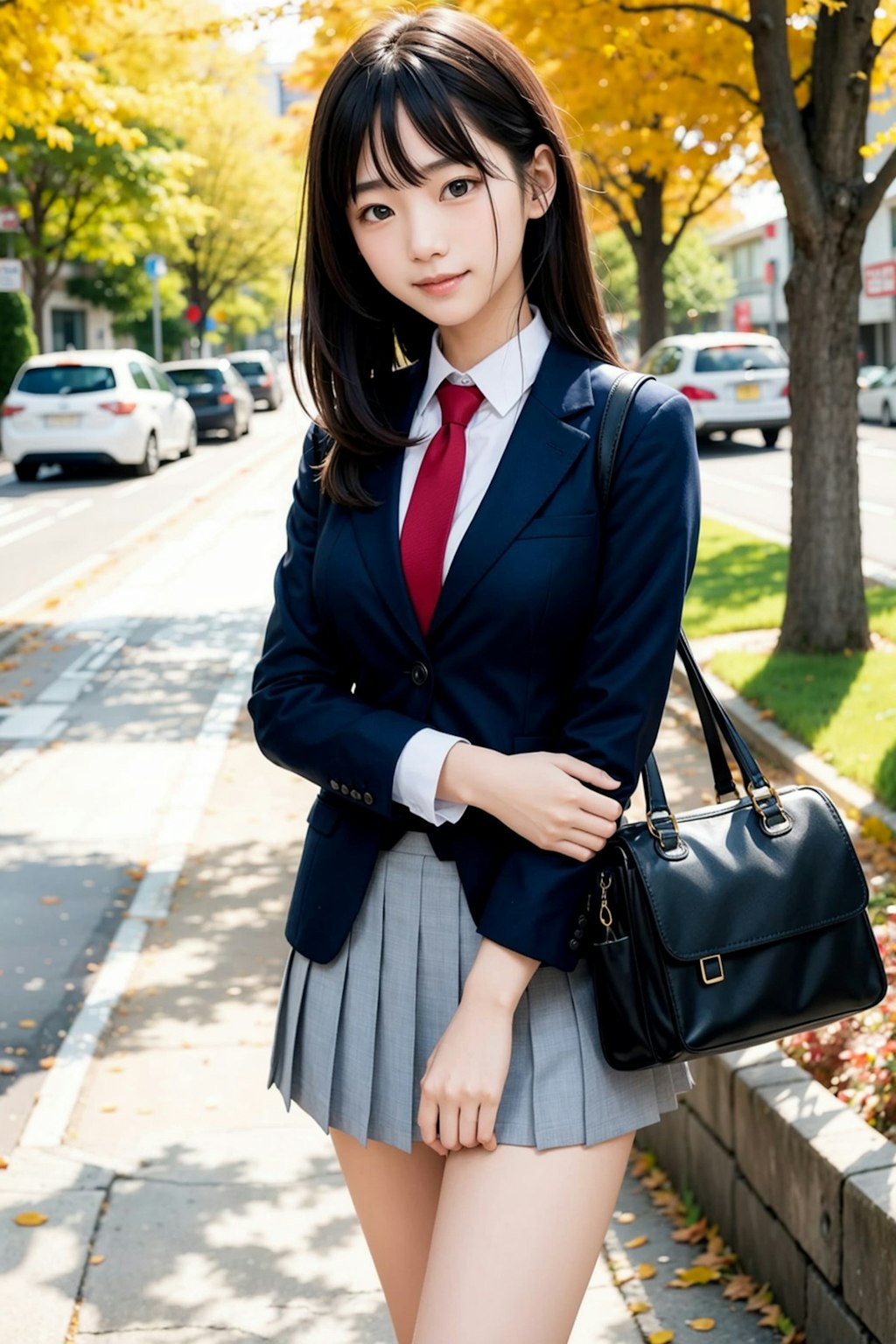 紅葉と制服