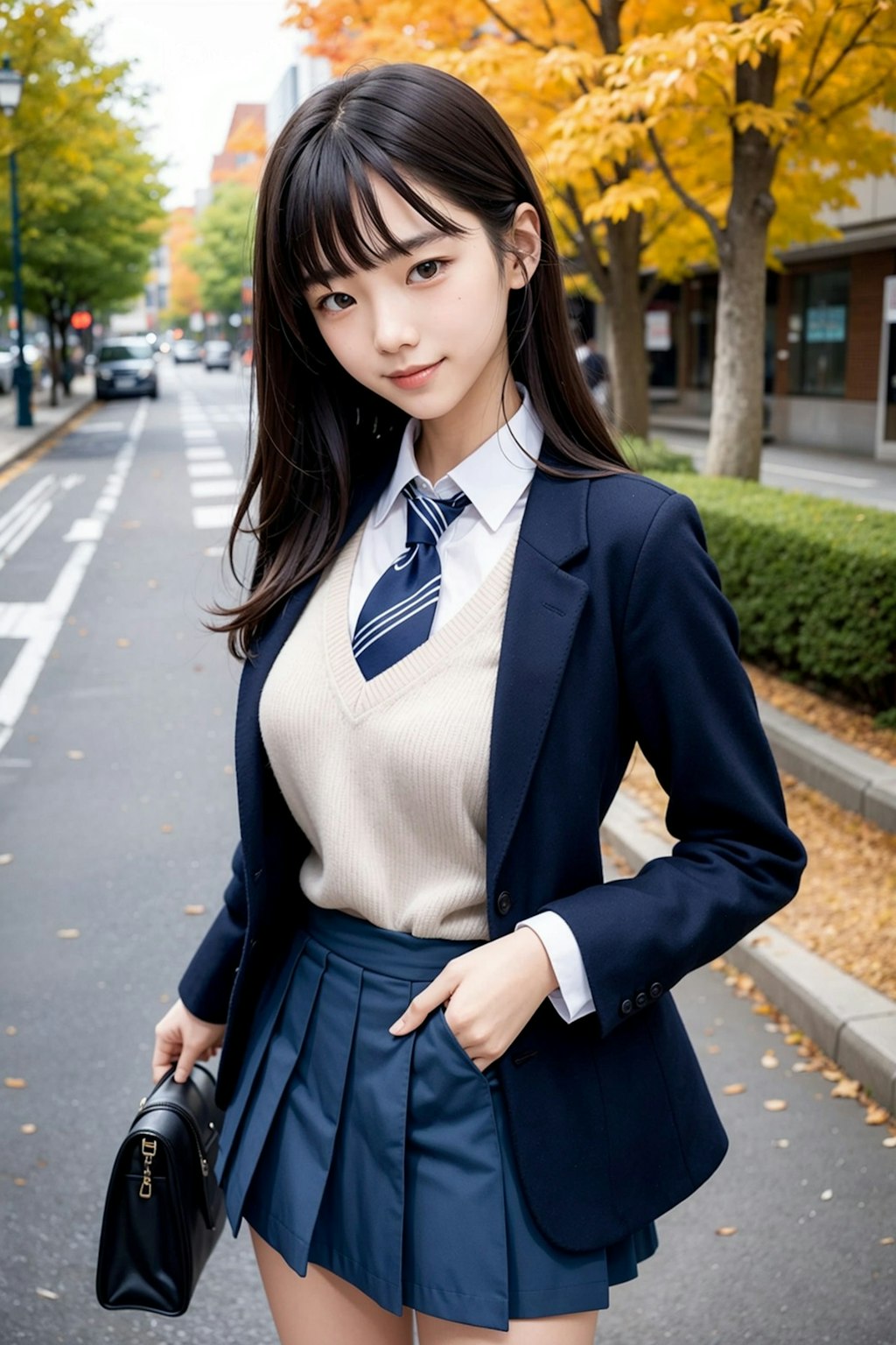 紅葉と制服