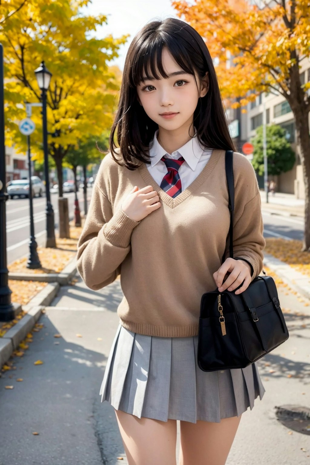 紅葉と制服