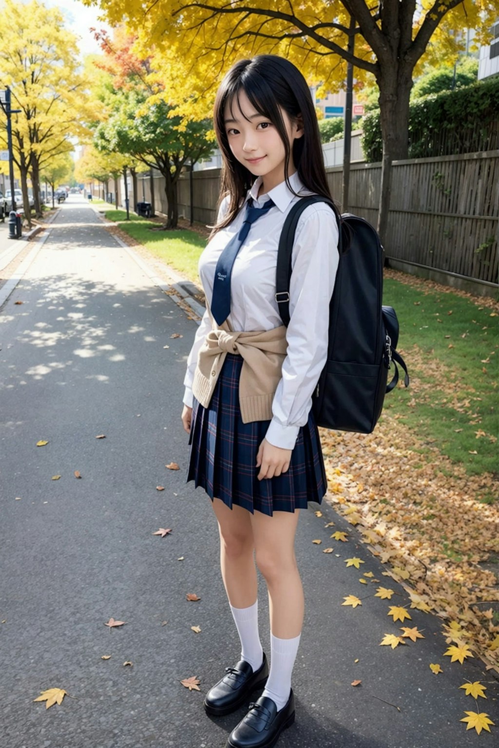 紅葉と制服