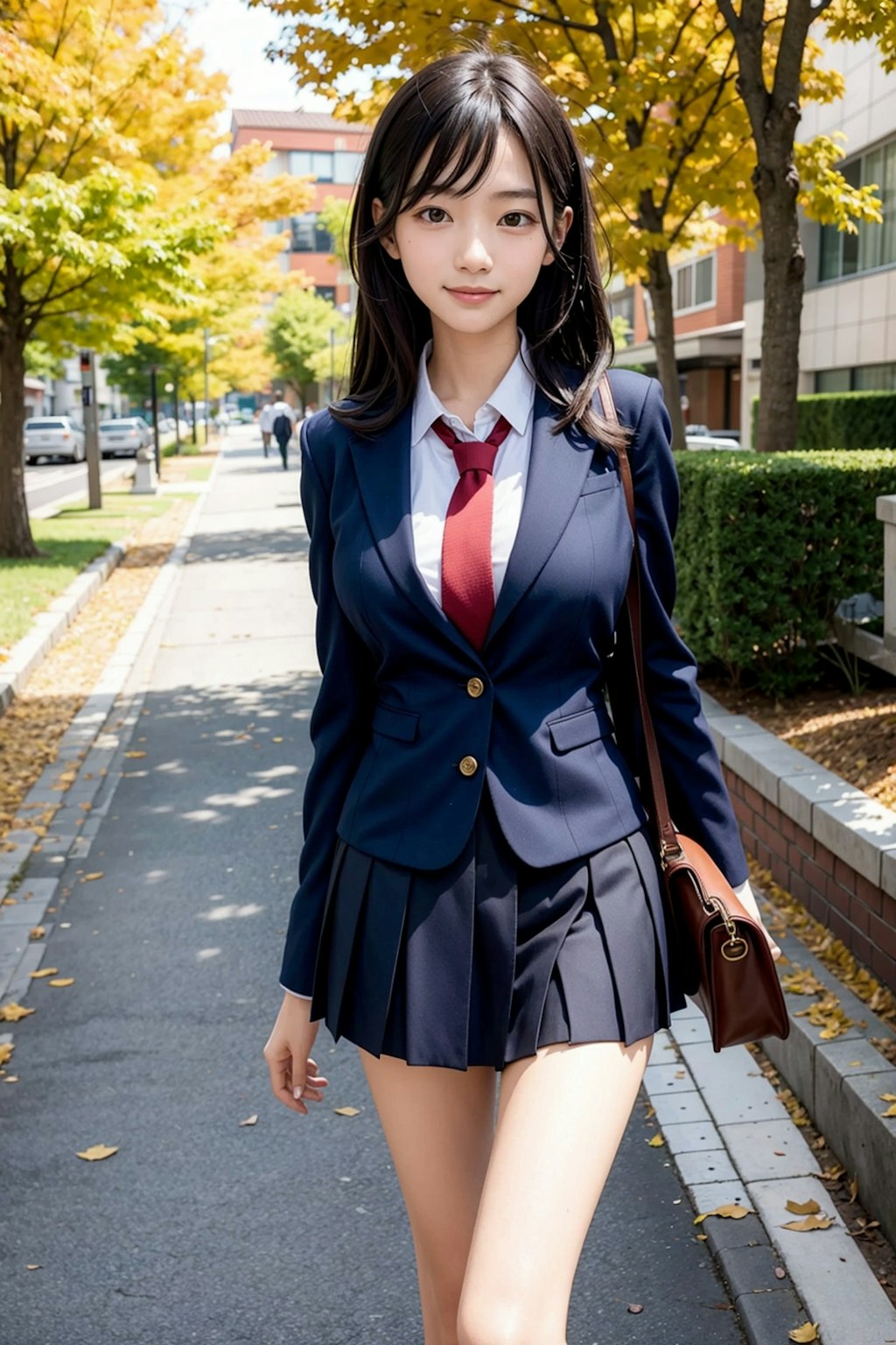 紅葉と制服