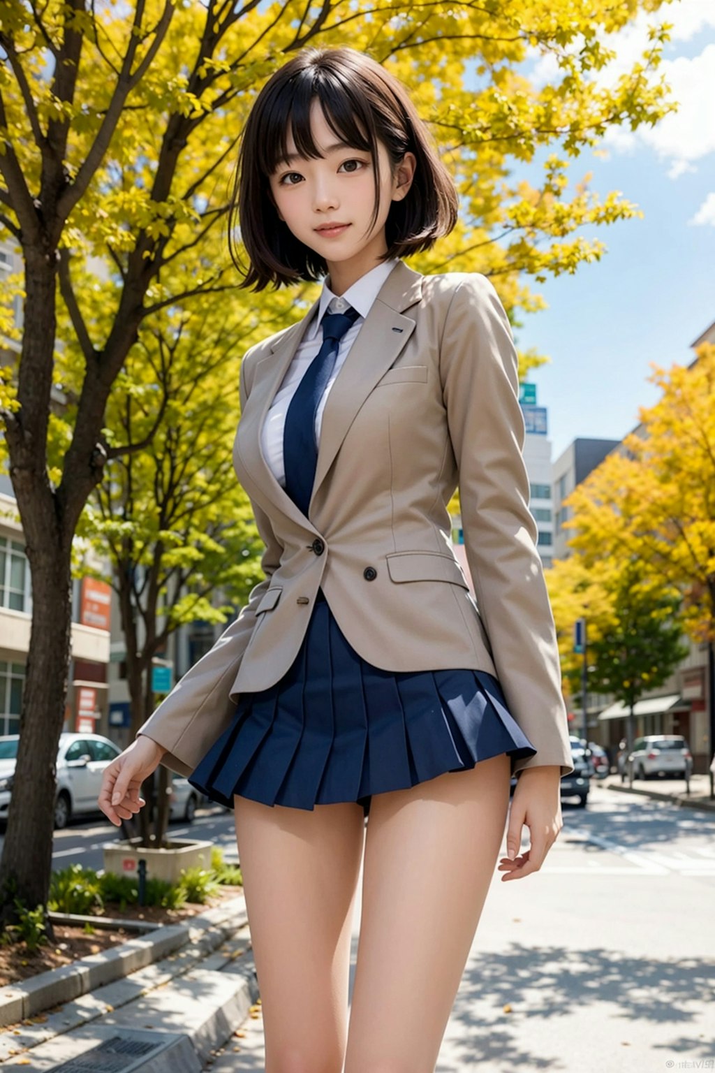 紅葉と制服