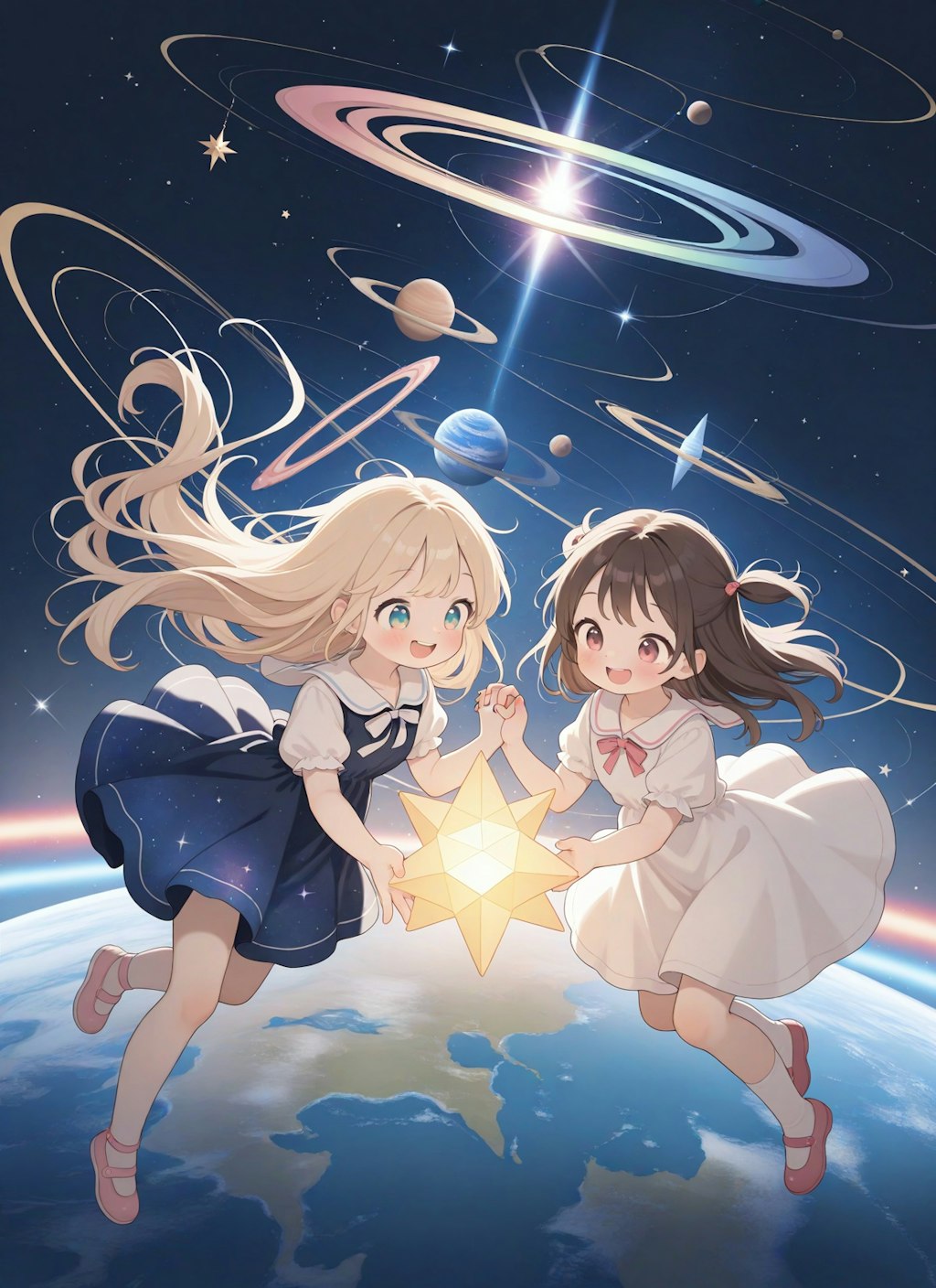 宇宙に輝く惑星