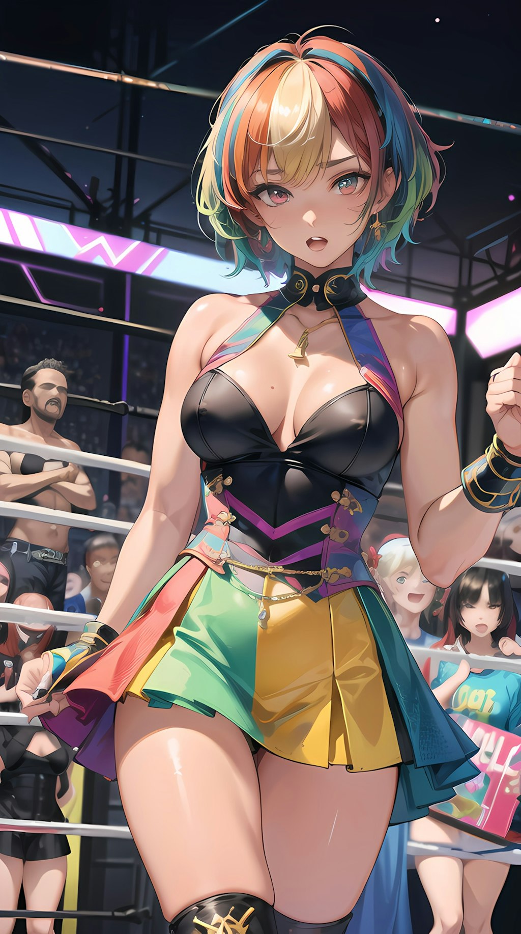 カラフルな女子プロレスラー