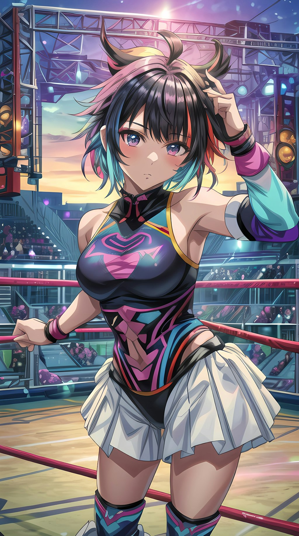 カラフルな女子プロレスラー