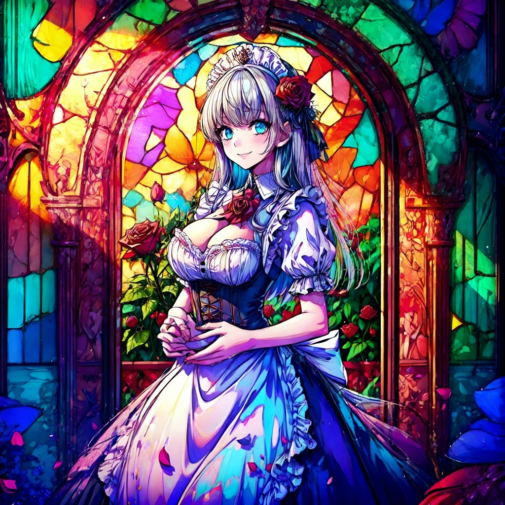 我が家のメイドさん/stained glass with roses