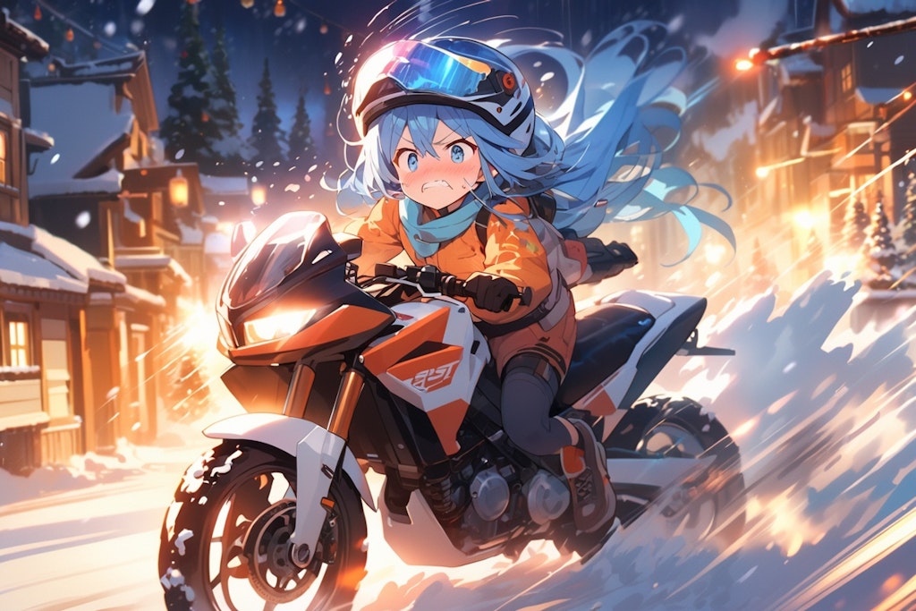 冬とバイクと女の子