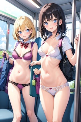 下着通学列車の美少女たち i2i 『おはよー 今日も暑いねー♪』