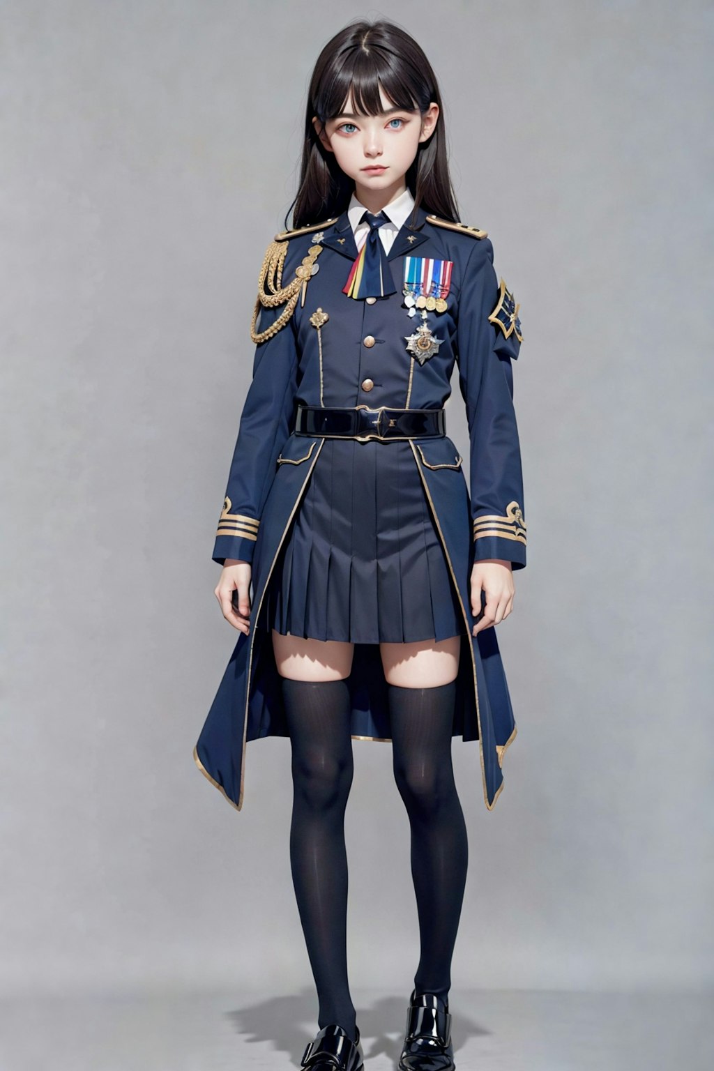 【画像12枚】軍服風制服少女