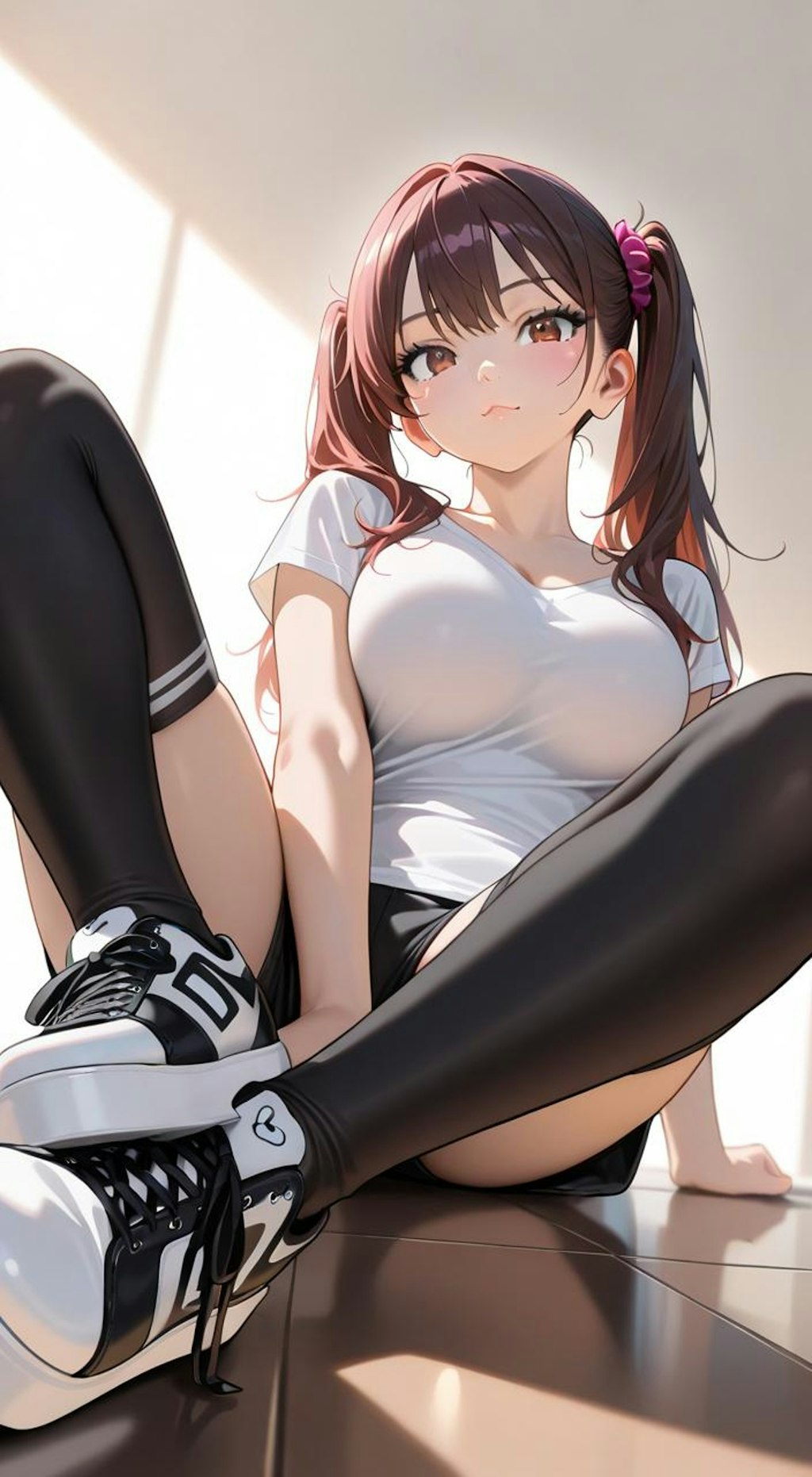 厚底スニーカー×太もも
