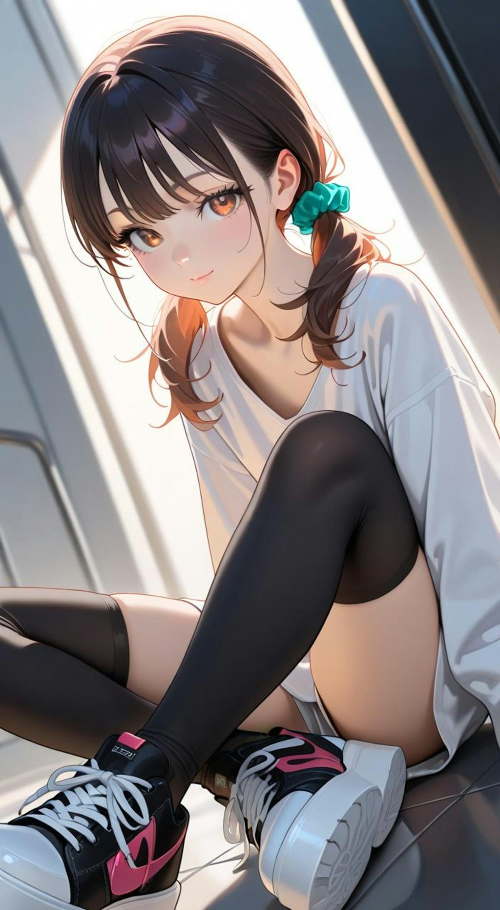 厚底スニーカー×太もも