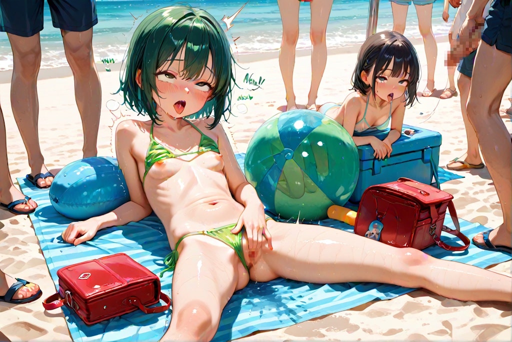 [12枚] 「昔は海水浴に行くと誰かハメてくれないかなーと思ってオナニーしていたの。今？人前でまんこに指突っ込むなんてはしたないことはしないわ。想像だけでイケるもの♥」（えっちなおねえさん８０４）