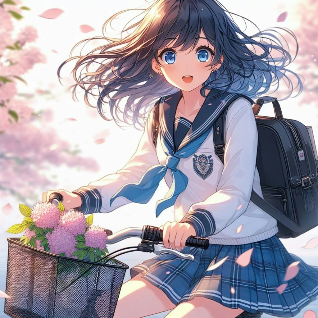 自転車少女(桜 Flower delivery)