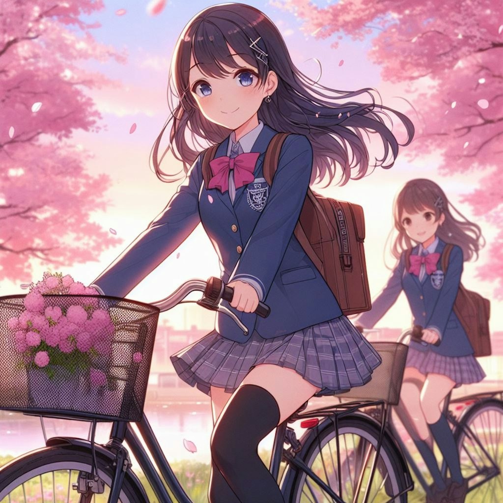 自転車少女(桜 Flower delivery)