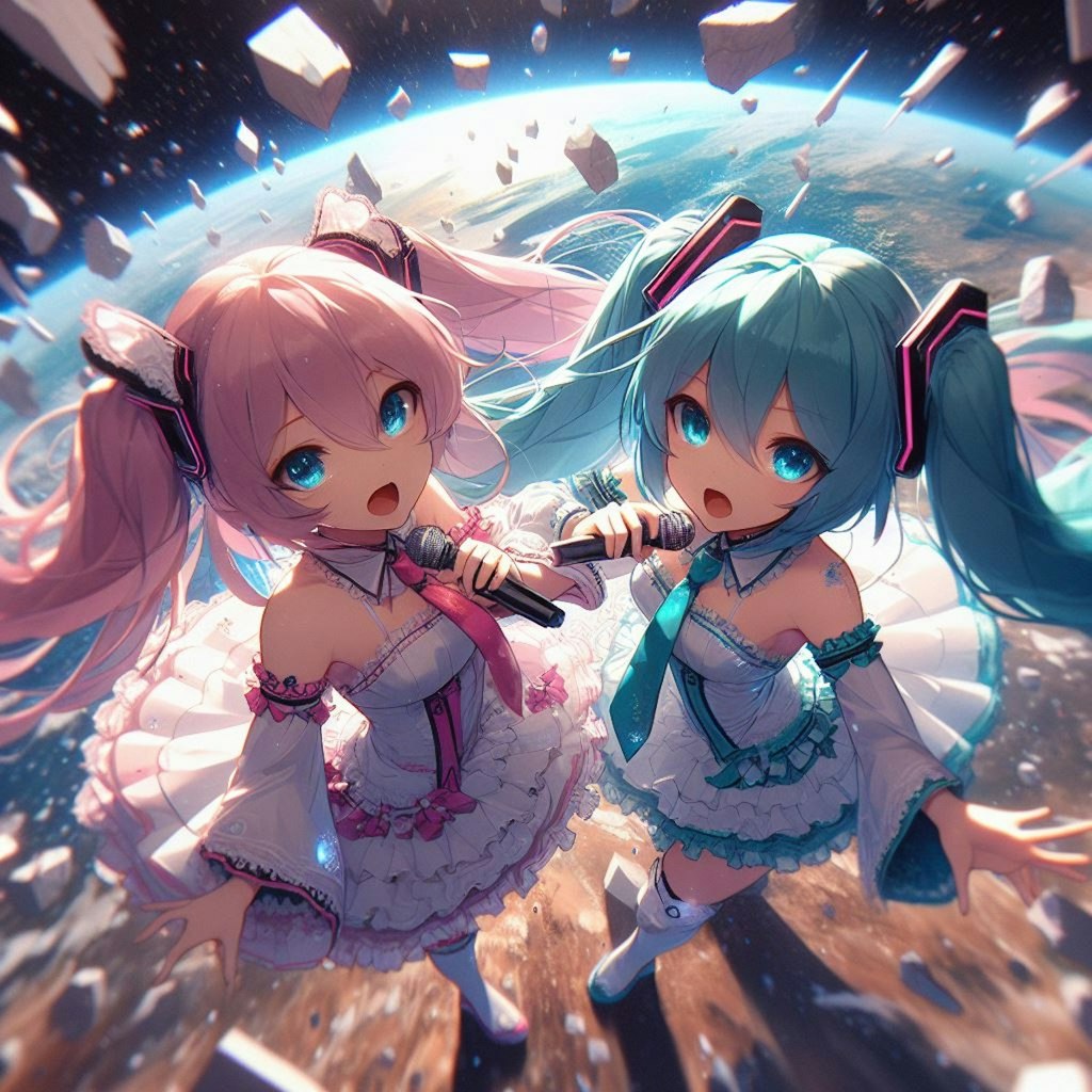 宇宙で絶唱する初音ミク🎤