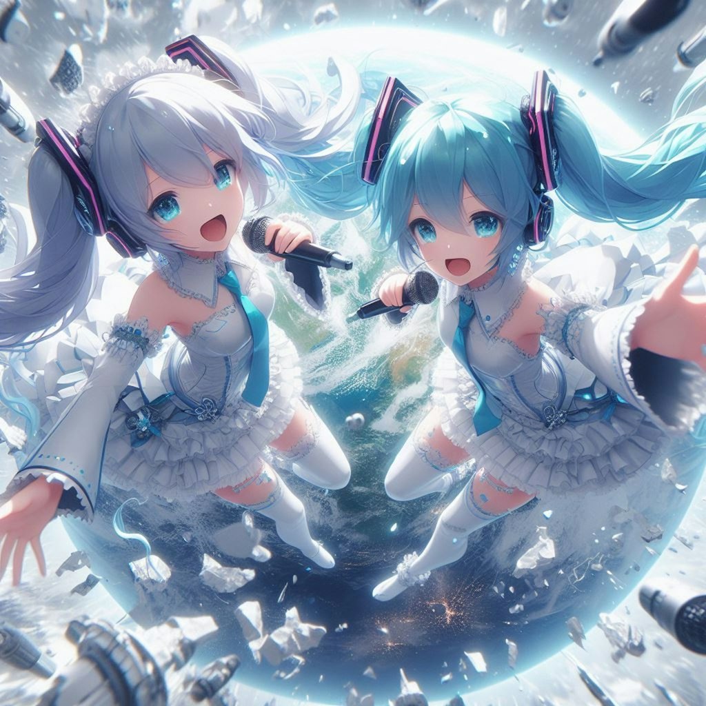 宇宙で絶唱する初音ミク🎤