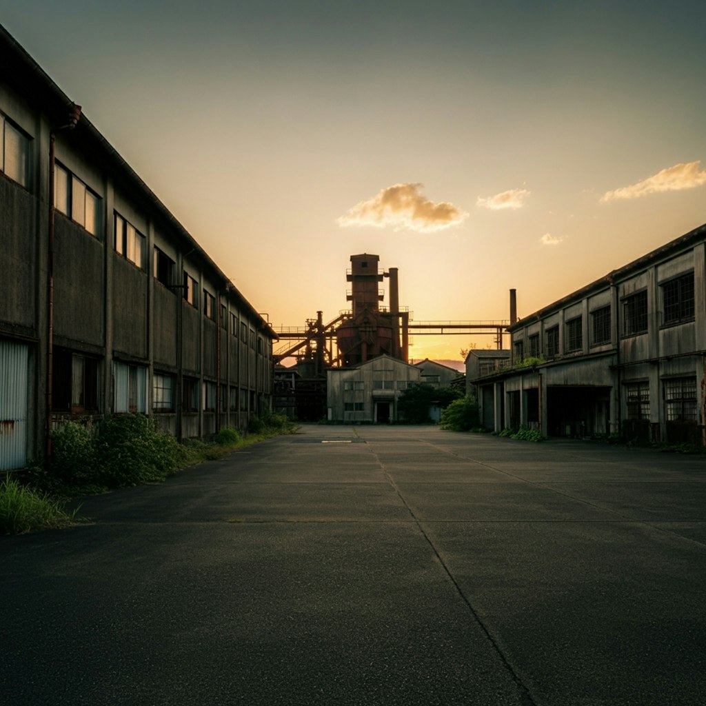 廃墟と重機と女子高生