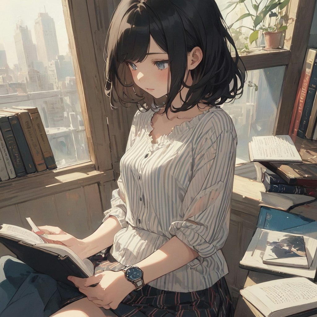 本を読む娘