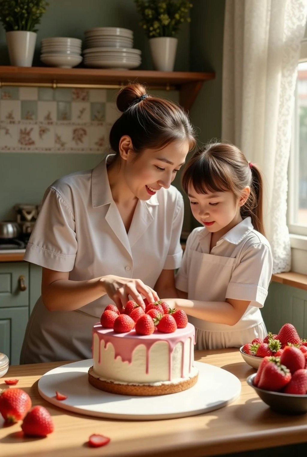 お母さんとケーキ作り