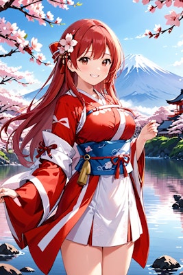 富士と桜と巫女さんと3　20240320