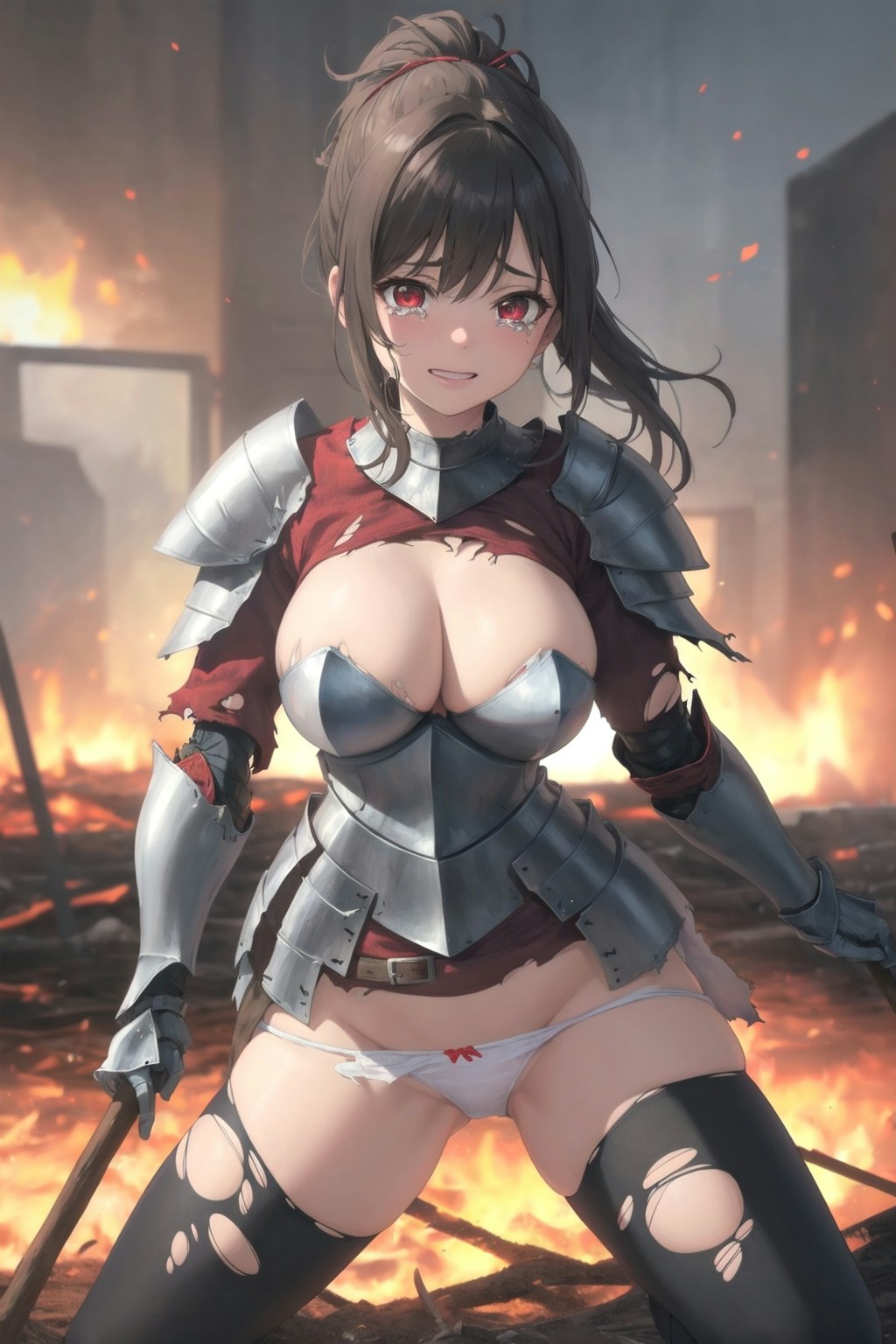 敗北した女戦士