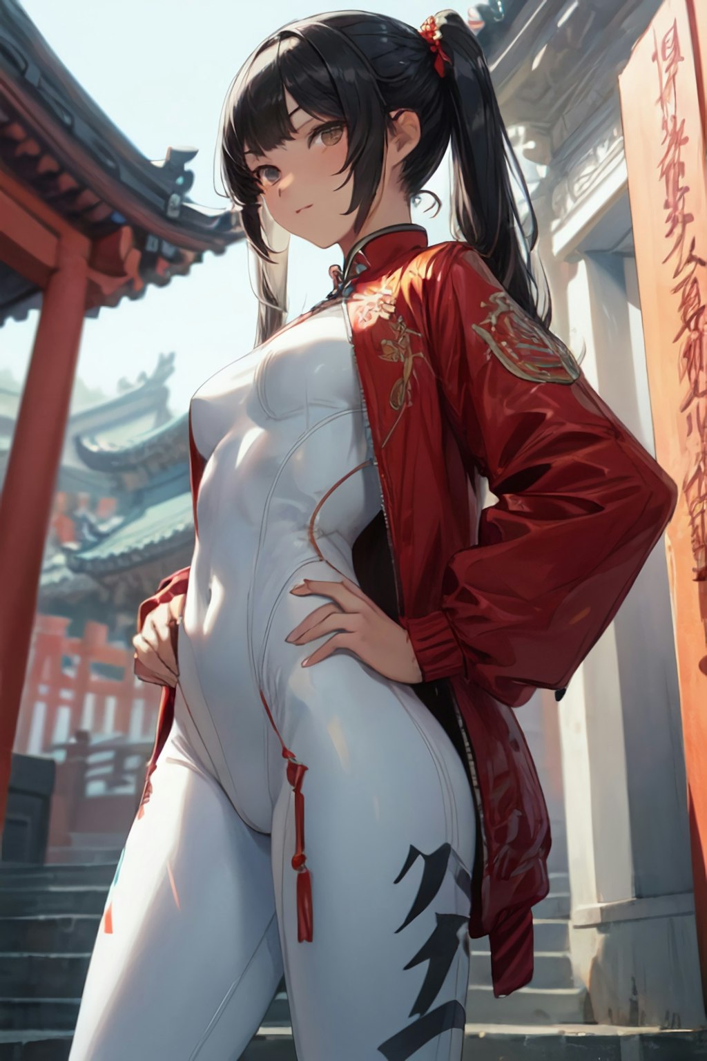 Chinese Twintails with Catsuit